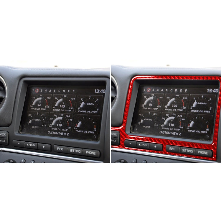 Carbon Fiber Car Navigation Display Frame Decorative Sticker for Nissan GTR R35 2008-2016, Left Driving(Red) by buy2fix