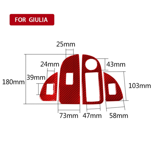 4 PCS / Set Carbon Fiber Car Window Button Panel Decorative Sticker for Alfa Romeo Giulia 2017-2019,Left Drive (Red) by buy2fix