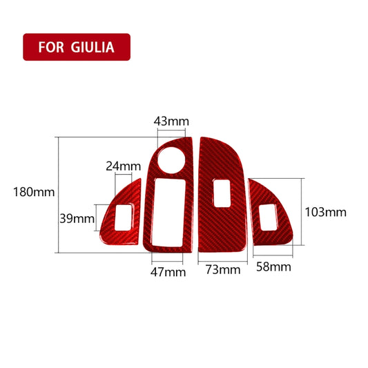 4 PCS / Set Carbon Fiber Car Window Button Panel Decorative Sticker for Alfa Romeo Giulia 2017-2019, Right Drive (Red) by buy2fix