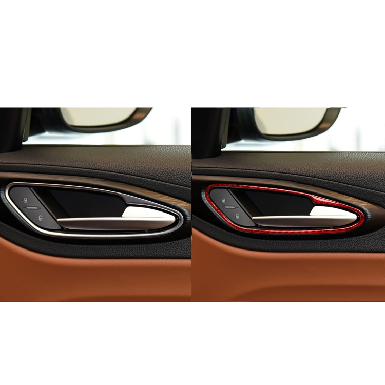 4 PCS / Set Carbon Fiber Car Inner Door Handle Frame Decorative Sticker for Alfa Romeo Giulia 2017-2019,Left and Right Drive Universal (Red) by buy2fix