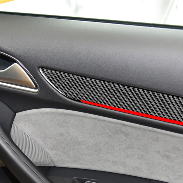 4 PCS / Set Carbon Fiber Car Interior Door Trim Red Edge Decorative Sticker for Audi Q3 2013-2018,Left and Right Drive Universal - Car Interior Mouldings by buy2fix | Online Shopping UK | buy2fix