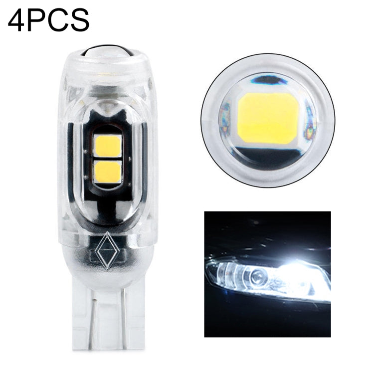 4pcs T10 DC12V / 0.84W / 0.07A / 150LM Car Clearance Light 5LEDs SMD-3030 Lamp Beads with lens (White Light) - In Car by buy2fix | Online Shopping UK | buy2fix