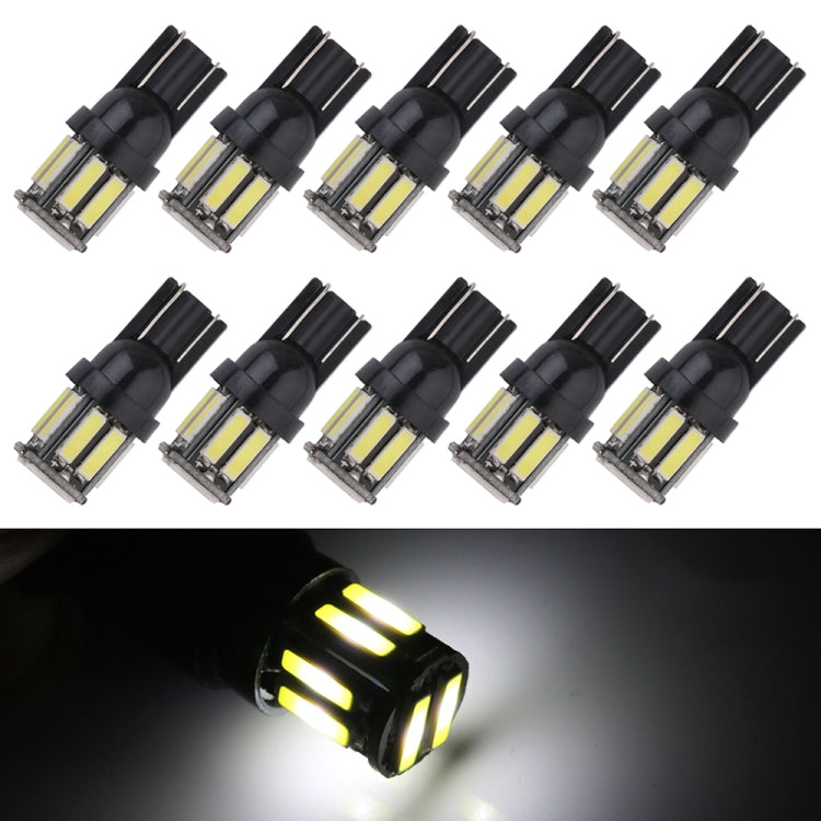 10pcs T10 DC12V / 0.96W / 0.08A Car Clearance Light 10LEDs SMD-7020 Lamp Beads (White Light) - Clearance Lights by buy2fix | Online Shopping UK | buy2fix