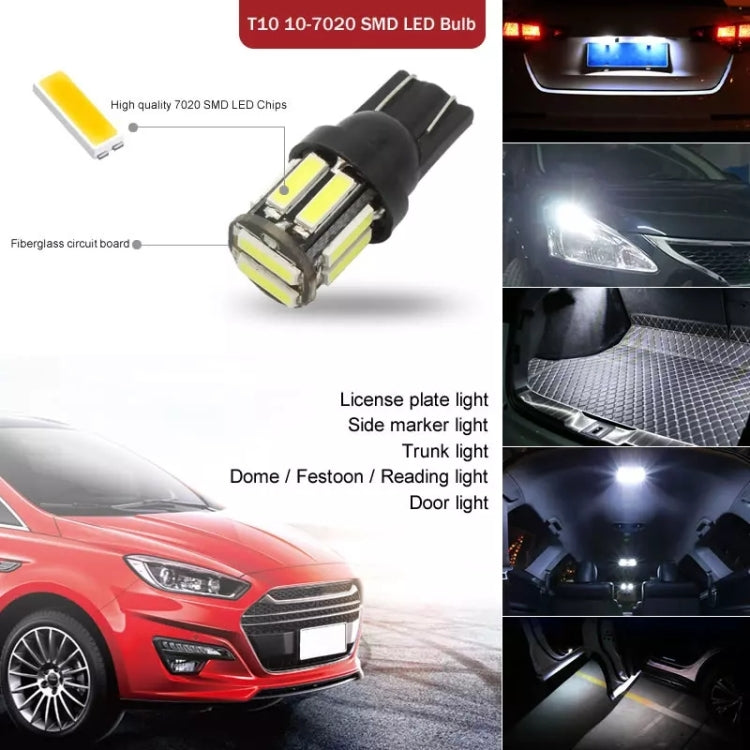 10pcs T10 DC12V / 0.96W / 0.08A Car Clearance Light 10LEDs SMD-7020 Lamp Beads (Blue Light) - Clearance Lights by buy2fix | Online Shopping UK | buy2fix