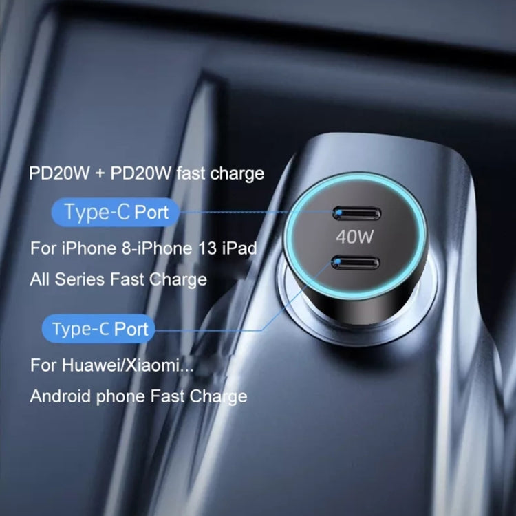 40W Dual PD Car 2 in 1 Fast Charger Car Cigarette Lighter (Black) - Cigar Socket by buy2fix | Online Shopping UK | buy2fix