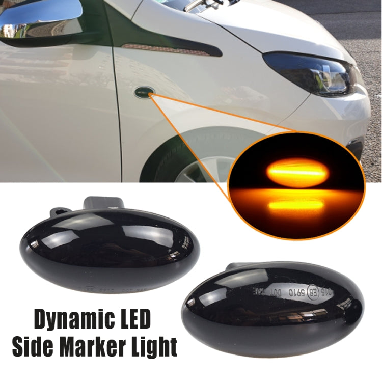2pcs For Peugeot 1007 Car Dynamic LED Fender Side Light 817300H010 (Transparent Black) - Arrow Turn Lights by buy2fix | Online Shopping UK | buy2fix