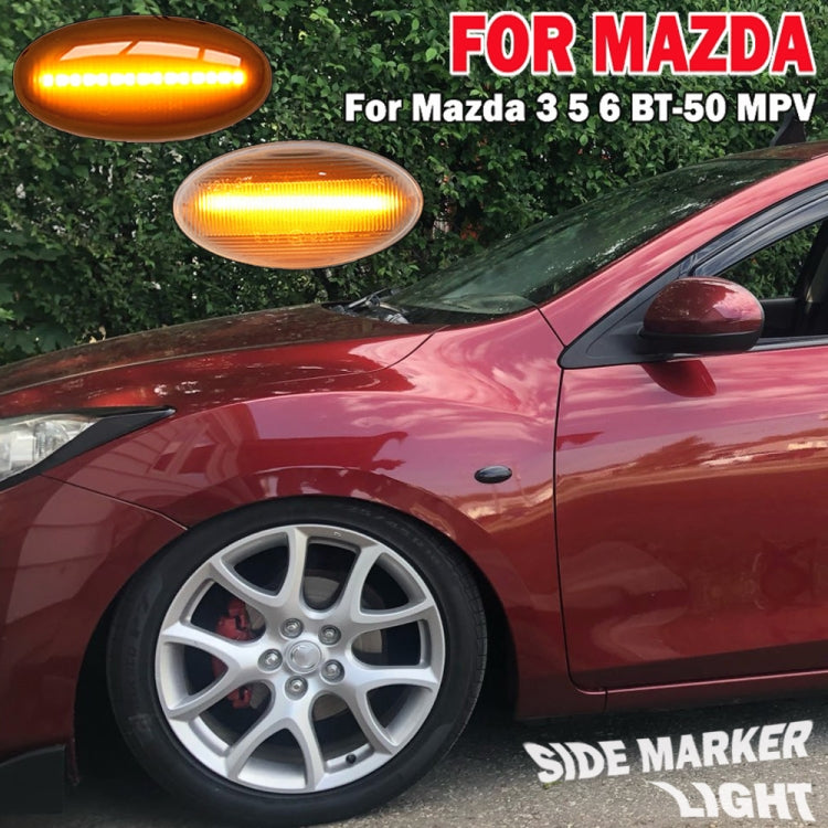 2pcs For Mazda 2 DY 2003-2007 Car Dynamic LED Fender Side Light (Transparent Black) - Arrow Turn Lights by buy2fix | Online Shopping UK | buy2fix