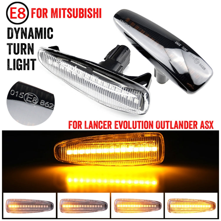 2pcs For Mitsubishi Lancer 2008-2018 Car Dynamic LED Fender Side Light (Transparent) - Arrow Turn Lights by buy2fix | Online Shopping UK | buy2fix