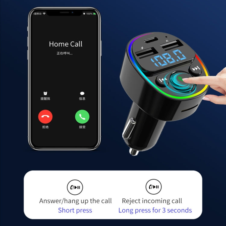 Car Bluetooth MP3 Player Audio FM Transmitter with Ambient Light - Bluetooth Car Kits by buy2fix | Online Shopping UK | buy2fix
