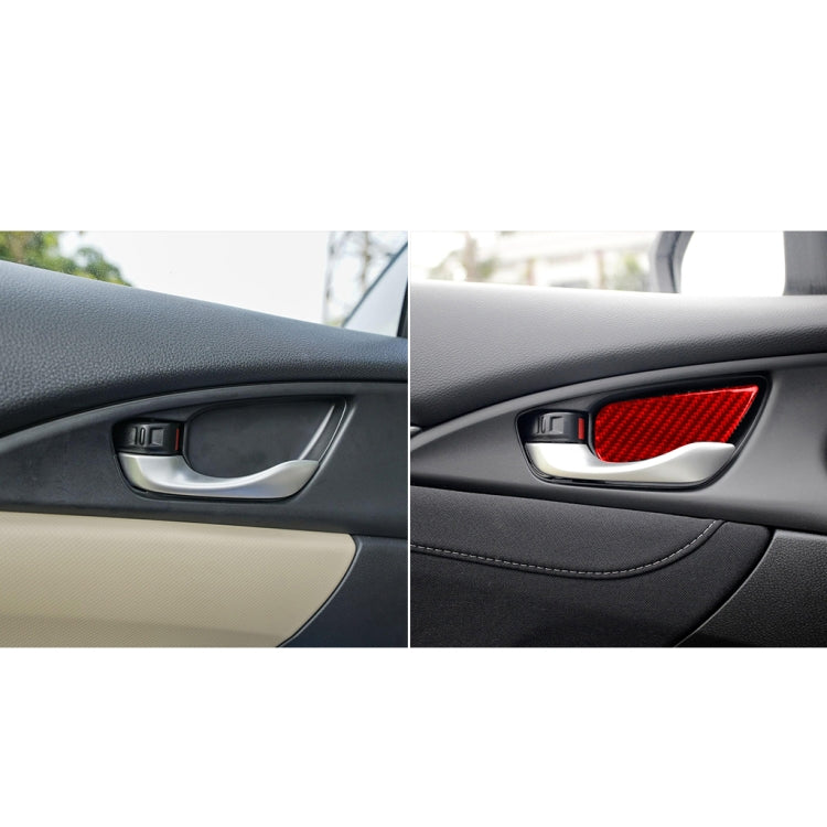 Car Carbon Fiber Inside Door Wrist Decorative Sticker for Honda Tenth Generation Civic 2016-2019, Left and Right Drive Universal (Red) by buy2fix
