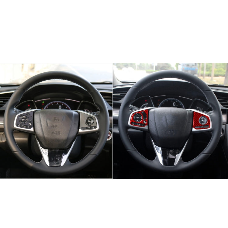 Car Carbon Fiber Steering Wheel Button High Configuration Decorative Sticker for Honda Tenth Generation Civic 2016-2019, Left and Right Drive Universal (Red) by buy2fix