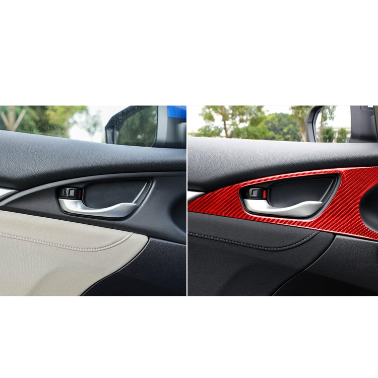 Car Carbon Fiber Door Handle Door Wrist Panel Decorative Sticker for Honda Tenth Generation Civic 2016-2019, Left and Right Drive Universal (Red) by buy2fix