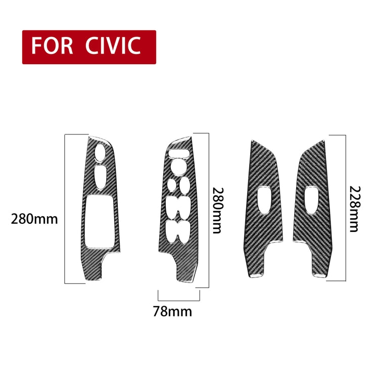4 in 1 Car Carbon Fiber Glass Lift Panel Decorative Sticker for Honda Civic 8th Generation 2006-2011, Right Drive - by buy2fix | Online Shopping UK | buy2fix