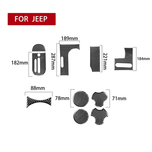 10 in 1 Car Carbon Fiber Gear Console Water Cup Holder Decorative Sticker for Jeep Wrangler JK 2007-2010, Left Drive - Car Interior Mouldings by buy2fix | Online Shopping UK | buy2fix