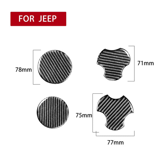 4 in 1 Car Carbon Fiber Water Cup Holder Mat Decorative Sticker for Jeep Wrangler JK 2007-2010, Left and Right Drive Universal - by buy2fix | Online Shopping UK | buy2fix