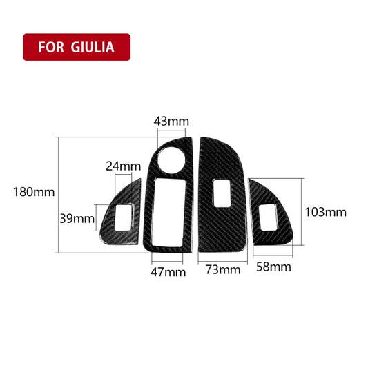 4 in 1 Car Carbon Fiber Window Button Panel Decorative Sticker for Alfa Romeo Giulia 2017-2019, Right Drive - Car Interior Mouldings by buy2fix | Online Shopping UK | buy2fix