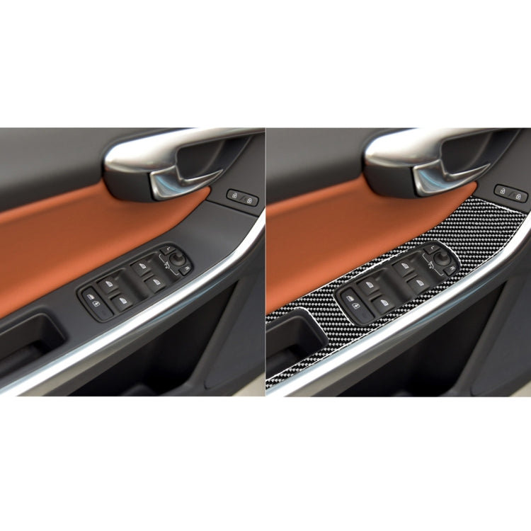 4 PCS Car Carbon Fiber Window Lifting Panel Decorative Stickers for Volvo V60 2010-2017 / S60 2010-2018, Left and Right Drive Universal - Car Interior Mouldings by buy2fix | Online Shopping UK | buy2fix