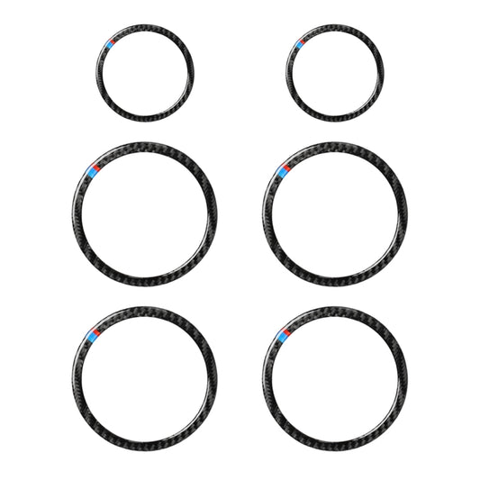 6 in 1 Car Carbon Fiber Tricolor Horn Ring Decorative Sticker for BMW 2008-2013 E70 / 2008-2014 E71, Left and Right Drive Universal by buy2fix