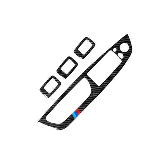 4 in 1 Car Carbon Fiber Tricolor Window Lift Switch Panel Decorative Sticker for BMW 2008-2013 X5 E70 / 2009-2014 X6 E71, High Configuration Left Drive - Car Interior Mouldings by buy2fix | Online Shopping UK | buy2fix
