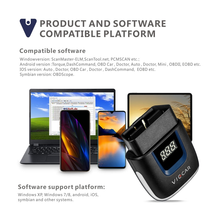 Viecar VP003 Car Mini OBD + USB / Type-C Interface Fault Detector V2.2 Bluetooth Diagnostic Tool - Code Readers & Scan Tools by buy2fix | Online Shopping UK | buy2fix