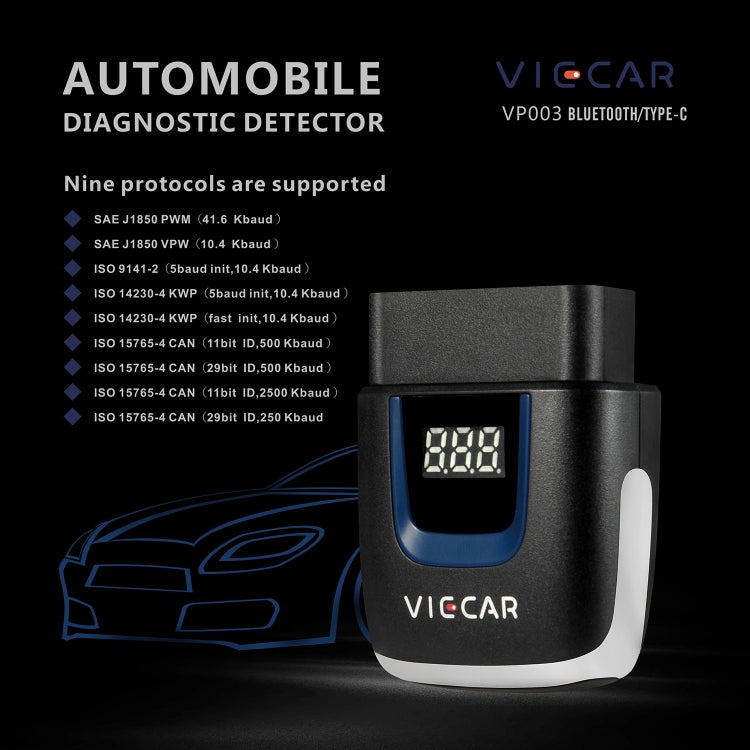 Viecar VP003 Car Mini OBD + USB / Type-C Interface Fault Detector V2.2 Bluetooth Diagnostic Tool - Code Readers & Scan Tools by buy2fix | Online Shopping UK | buy2fix
