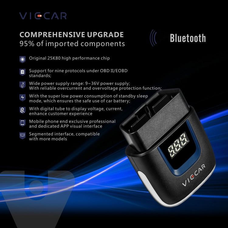 Viecar VP003 Car Mini OBD + USB / Type-C Interface Fault Detector V2.2 Bluetooth Diagnostic Tool - Code Readers & Scan Tools by buy2fix | Online Shopping UK | buy2fix
