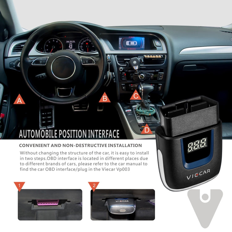 Viecar VP003 Car Mini OBD + USB / Type-C Interface Fault Detector V2.2 Bluetooth Diagnostic Tool - Code Readers & Scan Tools by buy2fix | Online Shopping UK | buy2fix