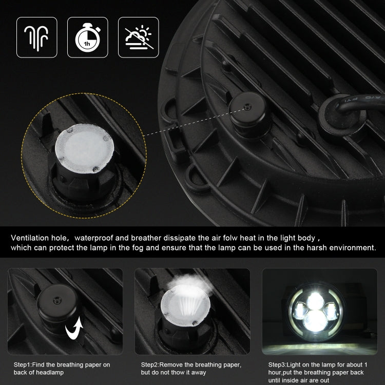 7 inch H4 / H13 DC 9V-30V 3000LM 3000K-6000K 25W Car Round Shape LED Headlight Lamps for Jeep Wrangler, with Angel Eye(White Light) - Work Lights by buy2fix | Online Shopping UK | buy2fix
