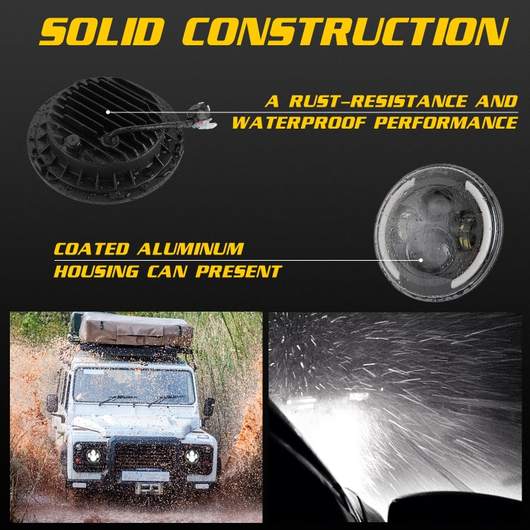 7 inch H4 / H13 DC 9V-30V 3000LM 3000K-6000K 25W Car Round Shape LED Headlight Lamps for Jeep Wrangler, with Angel Eye(White Light) - Work Lights by buy2fix | Online Shopping UK | buy2fix