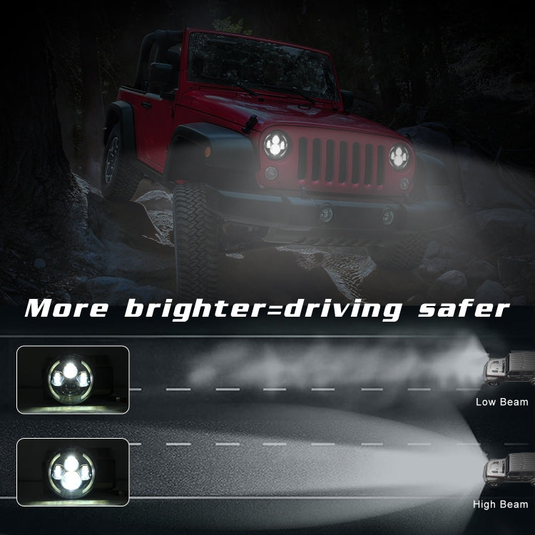 7 inch H4 / H13 DC 9V-30V 3000LM 3000K-6000K 25W Car Round Shape LED Headlight Lamps for Jeep Wrangler, with Angel Eye(White Light) - Work Lights by buy2fix | Online Shopping UK | buy2fix