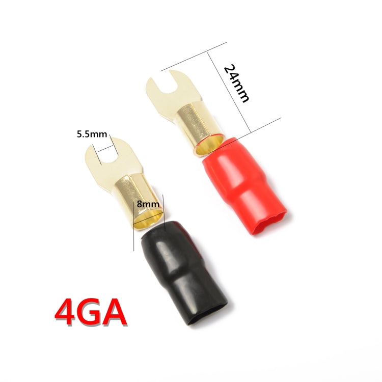 5 Pairs Car Audio Power Ground Wire Fork Terminals Brass 4 Gauge 5/16 inch Connectors Red and Black Boots - Booster Cable & Clip by buy2fix | Online Shopping UK | buy2fix