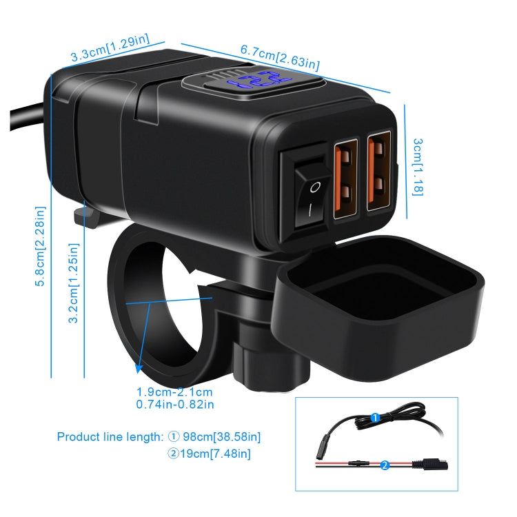 Universal Car Super Quick Dual Port USB Charger Power Outlet Adapter with LED Digital Voltmeter(Blue Light) - DIY Modified Charger by buy2fix | Online Shopping UK | buy2fix