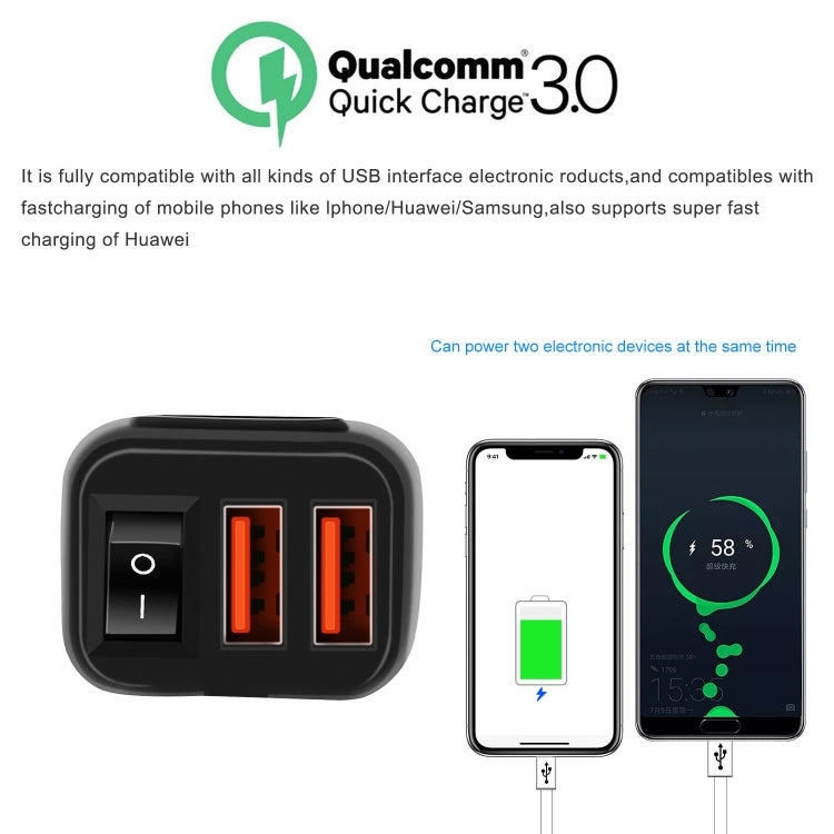 Universal Car Super Quick Dual Port USB Charger Power Outlet Adapter with LED Digital Voltmeter(Blue Light) - DIY Modified Charger by buy2fix | Online Shopping UK | buy2fix