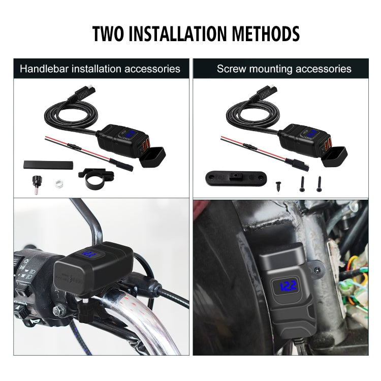 Universal Car Super Quick Dual Port USB Charger Power Outlet Adapter with LED Digital Voltmeter(Blue Light) - DIY Modified Charger by buy2fix | Online Shopping UK | buy2fix
