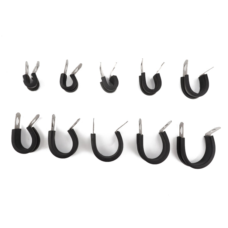 10 PCS Car Rubber Cushion Pipe Clamps Stainless Steel Clamps, Size: 1 inch (25mm) - Booster Cable & Clip by buy2fix | Online Shopping UK | buy2fix