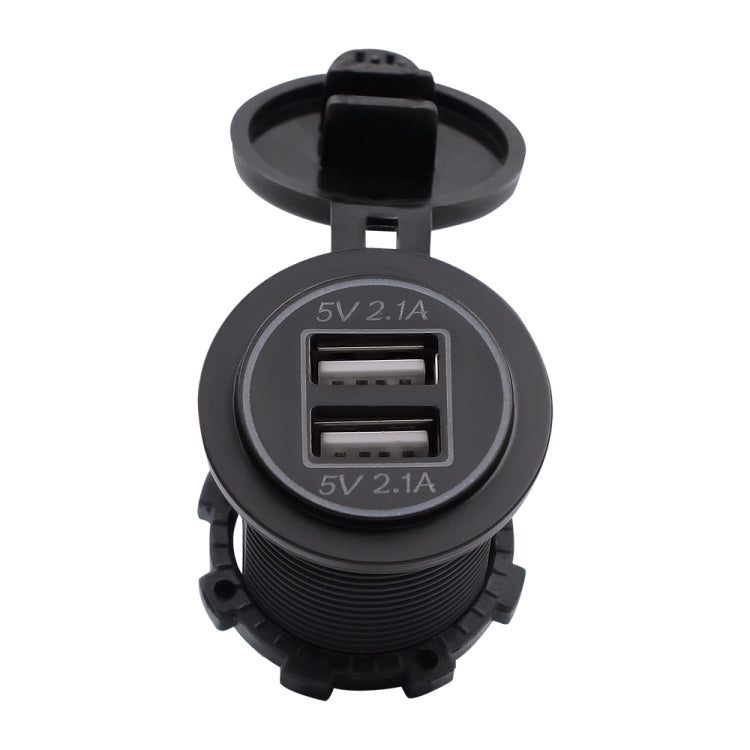 Universal Car Dual USB Charger Power Outlet Adapter 4.2A 5V IP66 with Aperture + 60cm Cable(Orange Light) - DIY Modified Charger by buy2fix | Online Shopping UK | buy2fix
