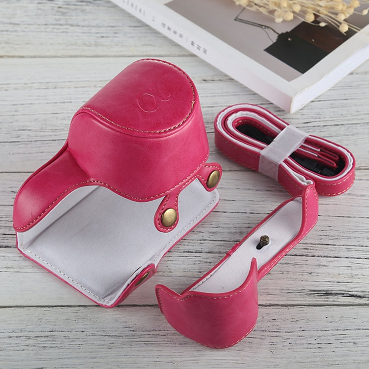 Full Body Camera PU Leather Case Bag with Strap for Sony A6000 / A6300 / Nex 6(Magenta) by buy2fix