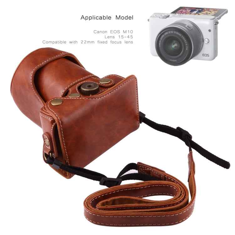Full Body Camera PU Leather Case Bag with Strap for Canon EOS M10(Brown) by buy2fix