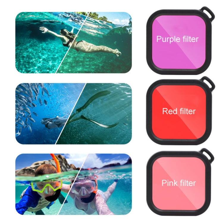45m Waterproof Case + Touch Back Cover + Purple Red Pink Lens Filter for GoPro HERO8 Black by buy2fix