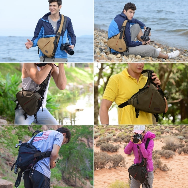 CADEN Triangle Shape Tscope Sling Shoulder Cross Digital Camera Bags Case Soft Bag with Rain Cover for Canon Nikon Sony K1, Size: 36*31*15cm(Army Green) by buy2fix