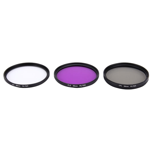 JUNESTAR 3 in 1 Proffesional 58mm Lens Filter(CPL + UV + FLD / Purple) for GoPro & Xiaomi Xiaoyi Yi Sport Action Camera by JSR