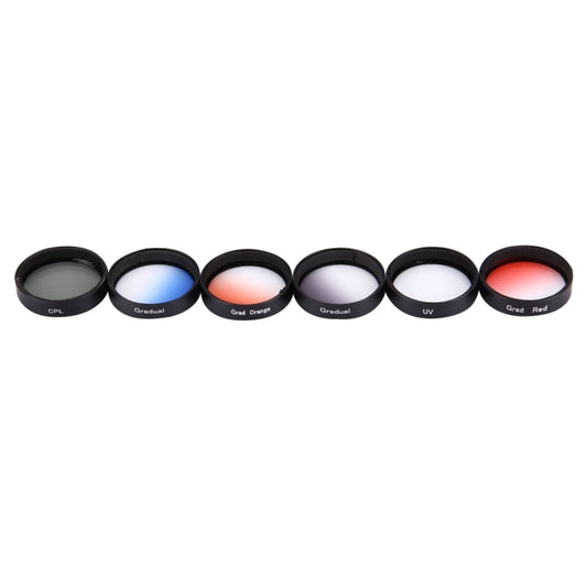 JUNESTAR 6 in 1 Professional 34mm Lens Filter(CPL + UV + Gradual Red + Gradual Orange + Gradual Blue + Gradual Grey) for DJI Phantom 3 & 4 by JSR
