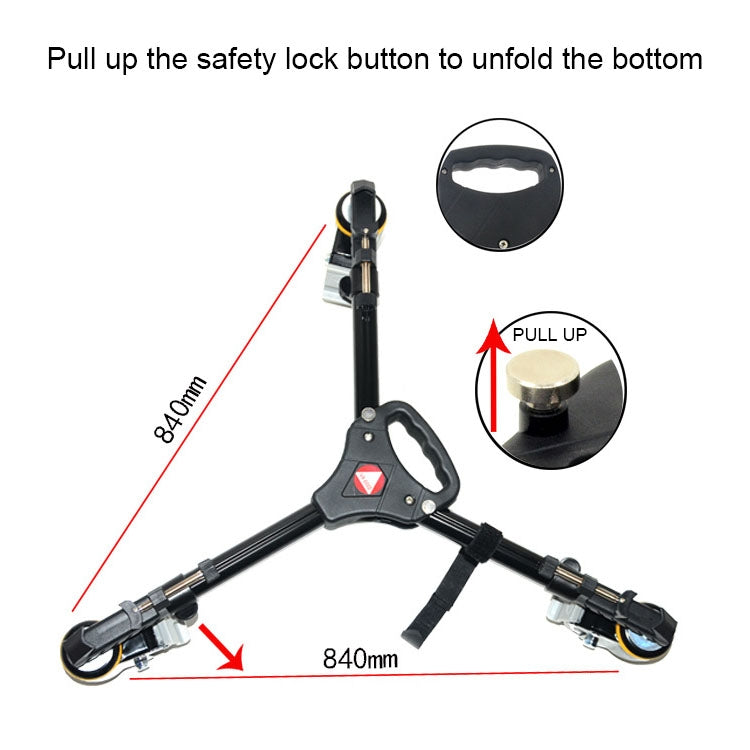 Kingjoy VX-600D Aluminium Alloy Camera Big Foot Wheel Tripod Pulley Base - Other Accessories by buy2fix | Online Shopping UK | buy2fix