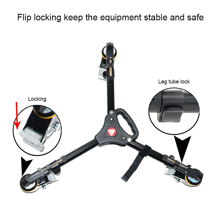 Kingjoy VX-600D Aluminium Alloy Camera Big Foot Wheel Tripod Pulley Base - Other Accessories by buy2fix | Online Shopping UK | buy2fix