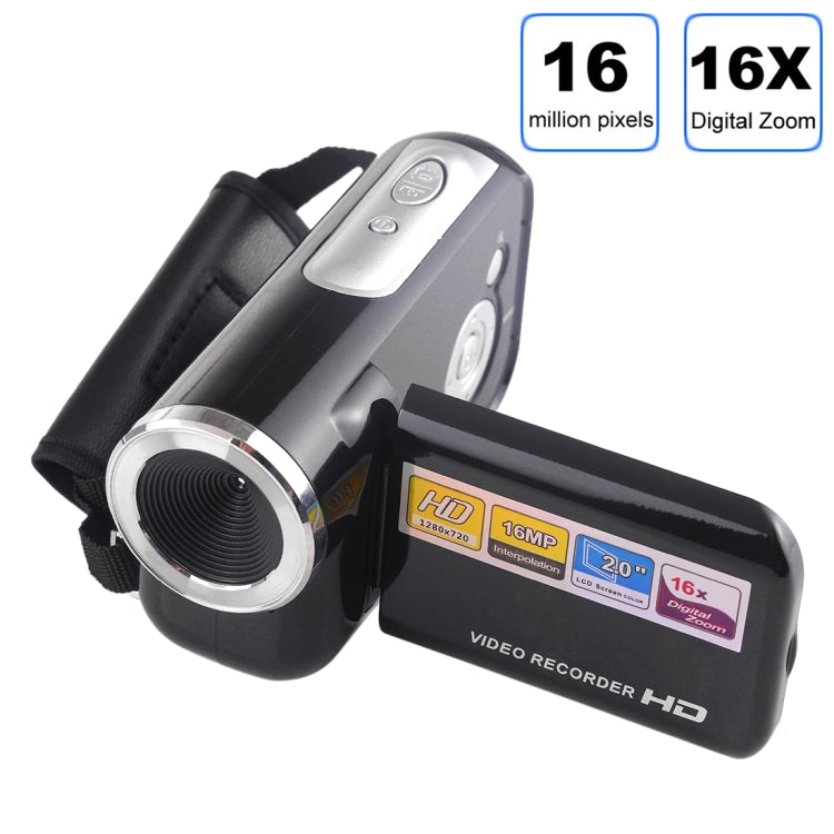 1280x720P HD 16X Digital Zoom 16.0 MP Digital Video Camera Recorder with 2.0 inch LCD Screen(Black) - Video Cameras by buy2fix | Online Shopping UK | buy2fix