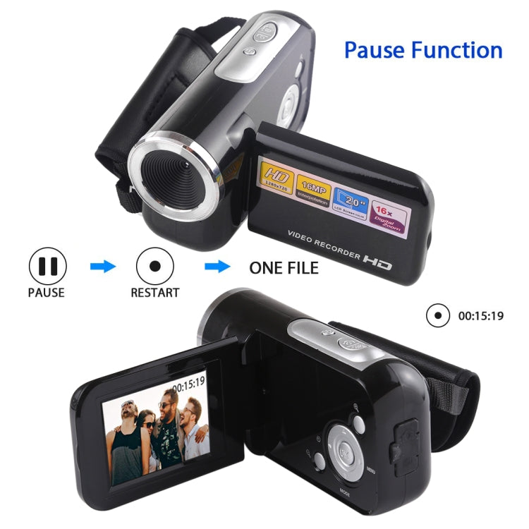 1280x720P HD 16X Digital Zoom 16.0 MP Digital Video Camera Recorder with 2.0 inch LCD Screen(Black) - Video Cameras by buy2fix | Online Shopping UK | buy2fix