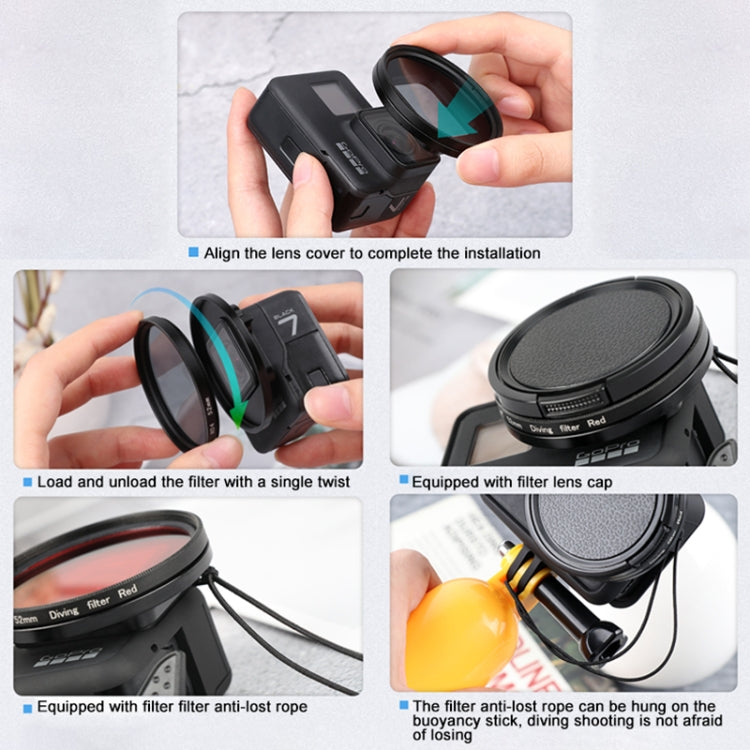 RUIGPRO for GoPro HERO 7/6 /5 Professional 52mm ND4 Lens Filter with Filter Adapter Ring & Lens Cap by RUIGPRO