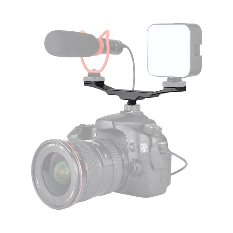 YELANGU YLG0702A Dual Cold Hot Shoe Mount Adapter Aluminum Alloy Extension Bracket (Black) by YELANGU