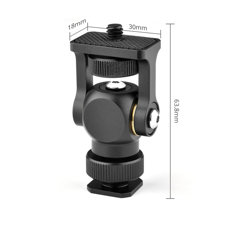 YELANGU 180 Degree Swing Mini Tripod Ball Head Bracket Cold Shoe Mount 1/4 inch Screw Adapter(Black) - Tripod Heads by YELANGU | Online Shopping UK | buy2fix