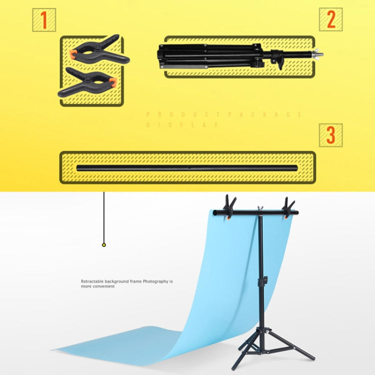 70x200cm T-Shape Photo Studio Background Support Stand Backdrop Crossbar Bracket Kit with Clips, No Backdrop - Support Stands by buy2fix | Online Shopping UK | buy2fix